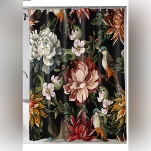 Floral and Bird Pattern Shower Curtain